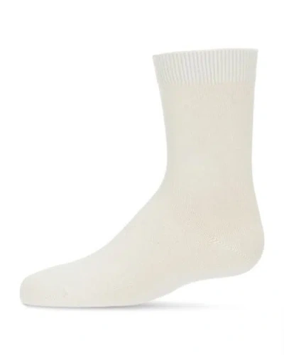 Memoi Kid's Basic Soft Rayon Crew Socks In White