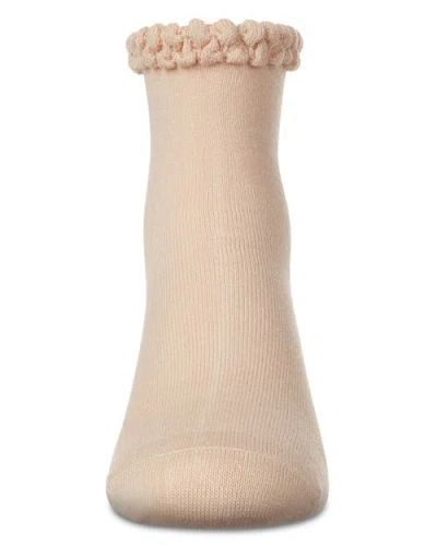 Memoi Bubble Stitch Welt Anklet Socks In Brown
