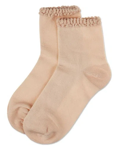 Memoi Bubble Stitch Welt Anklet Socks In Brown