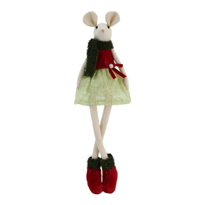 Transpac Plush Mouse Shelf Sitter Decorative Figurine For Christmas In Multi