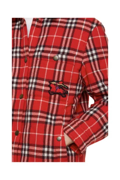 Burberry Check Wool Overshirt In Red