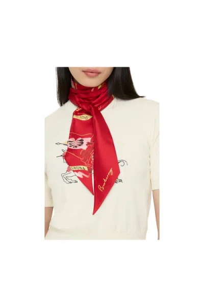 Burberry Skinny Watercolour Ekd Silk Scarf In Red