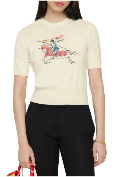 Burberry Cross Stitch Ekd Wool Top In Neutral