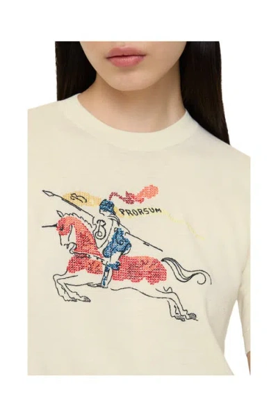 Burberry Cross Stitch Ekd Wool Top In Neutral