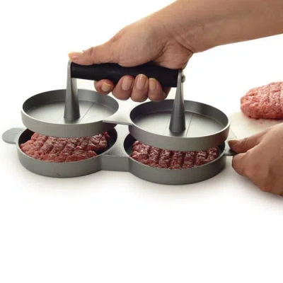 Norpro Nonstick Cast Aluminum Double Hamburger Press In Silver