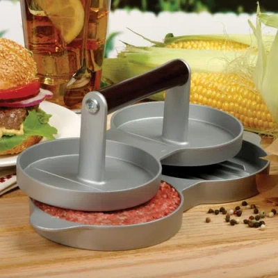 Norpro Nonstick Cast Aluminum Double Hamburger Press In Silver