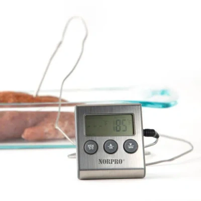 Norpro Digital Probe Thermometer/timer In Silver