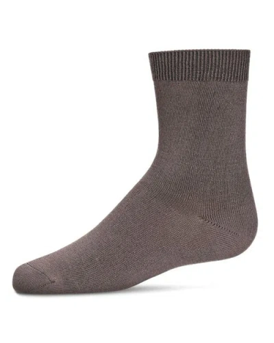 Memoi Kid's Basic Soft Rayon Crew Socks In Brown