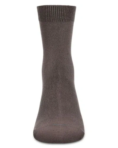 Memoi Kid's Basic Soft Rayon Crew Socks In Brown