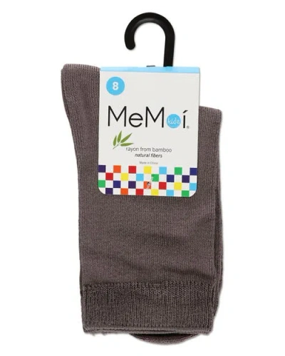 Memoi Kid's Basic Soft Rayon Crew Socks In Brown