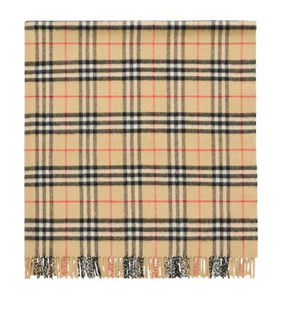 Burberry Wool Check Baby Blanket In Sand
