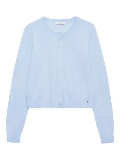 Anine Bing Moni Cropped Cardigan In Blue