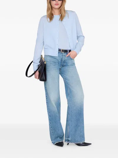 Anine Bing Moni Cropped Cardigan In Blue