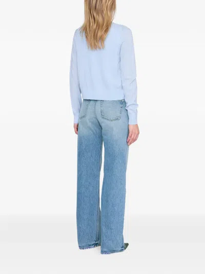 Anine Bing Moni Cropped Cardigan In Blue