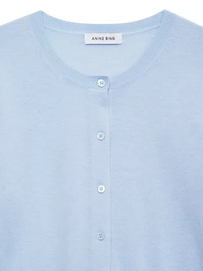 Anine Bing Moni Cropped Cardigan In Blue
