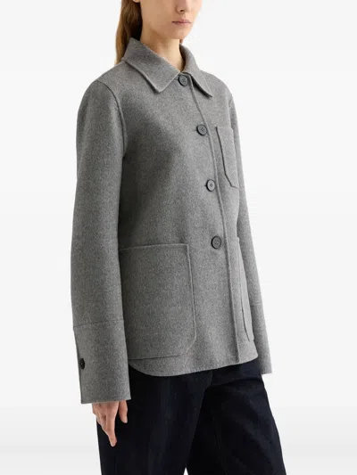 Jil Sander Patch-pocket Button-front Jacket In Gray