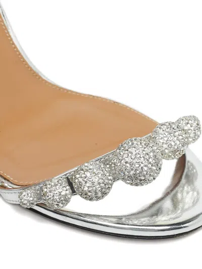 Pre-owned Aquazzura Disco Dancer Leather Sandals In Silver