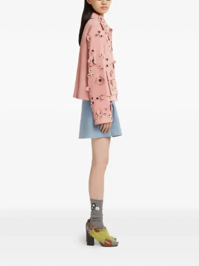 Marni Flower-appliqué Studded Jacket In Multi