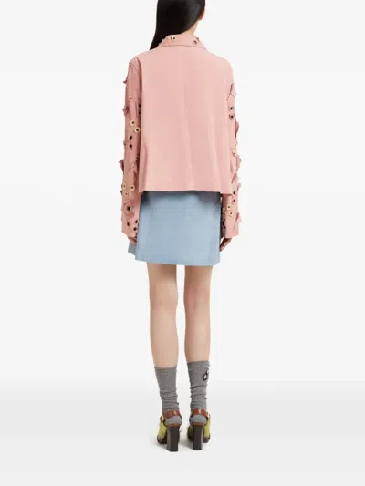 Marni Flower-appliqué Studded Jacket In Multi