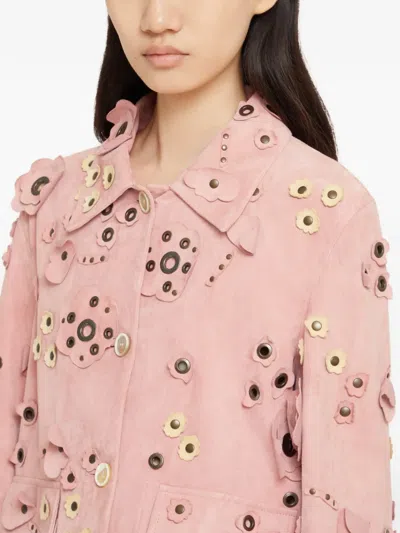 Marni Flower-appliqué Studded Jacket In Multi