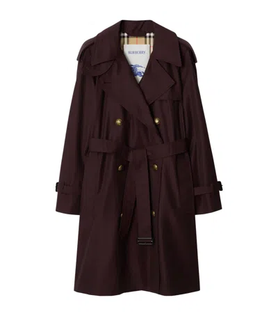 Burberry Mid-length Gabardine Castleford Trench Coat In Burgundy