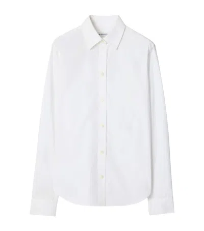 Burberry Cotton Poplin Ekd-embroidered Formal Shirt In White
