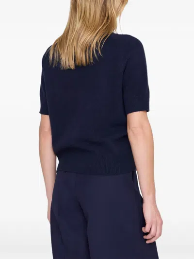 Anine Bing Jackson Turtleneck Short-sleeve Sweater In Blue