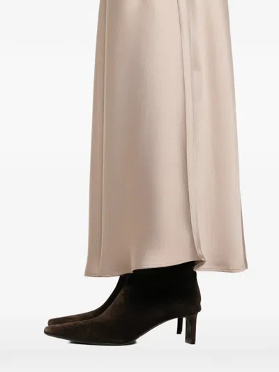 Blanca Vita Elasticated-waistband Long Straight Skirt In Brown