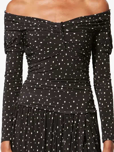 Isabel Marant X Giovana Off-shoulder Polka-dot Dress In Black