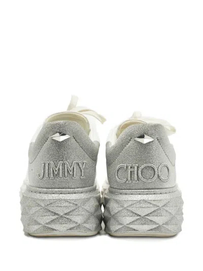 Pre-owned Jimmy Choo Diamond Light Maxi Lace-up Sneakers In White