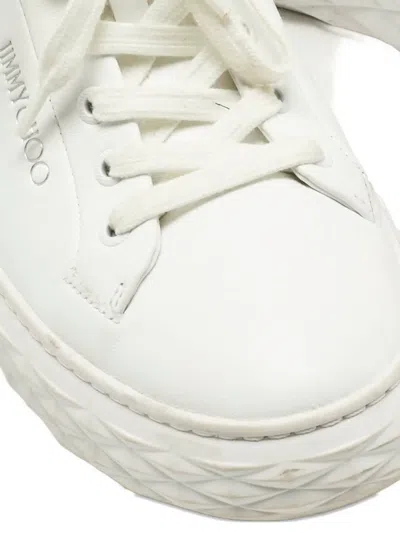 Pre-owned Jimmy Choo Diamond Light Maxi Lace-up Sneakers In White