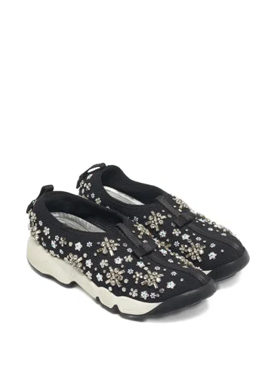 Pre-owned Dior Embellished Sneakers In Black