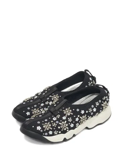 Pre-owned Dior Embellished Sneakers In Black