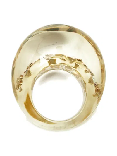 Pre-owned Louis Vuitton Monogram Flower Crystal Ring In Neutral