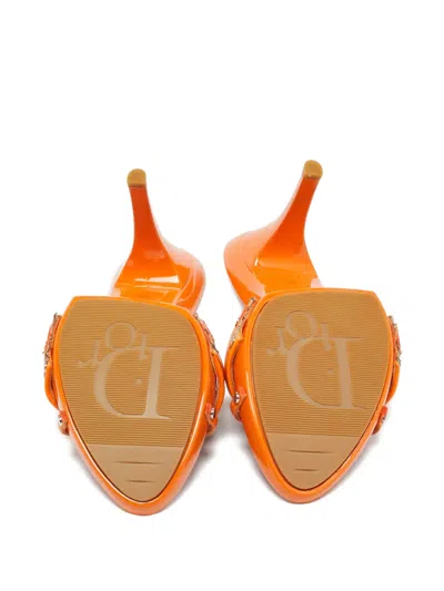 Pre-owned Dior Monogram Logo-plaque Sandals In Orange