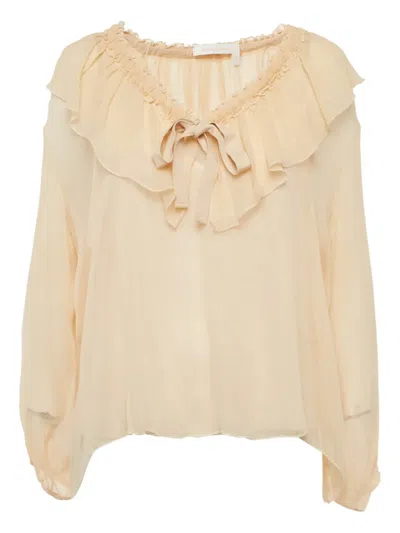 Pre-owned See By Chloé Ruffles Blouse In Neutral
