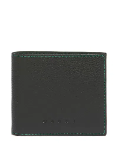 Marni Pebbled-stitched Leather Wallet In Black