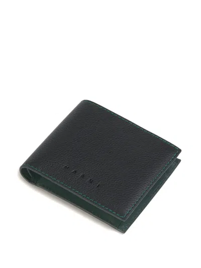 Marni Pebbled-stitched Leather Wallet In Black