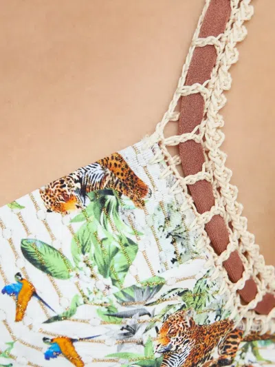 Del Maar Kuchi Graphic-print Bikini Top In White