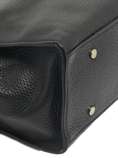 Pre-owned Aigner Vintage Charm Chain Leather Tote Bag In Black