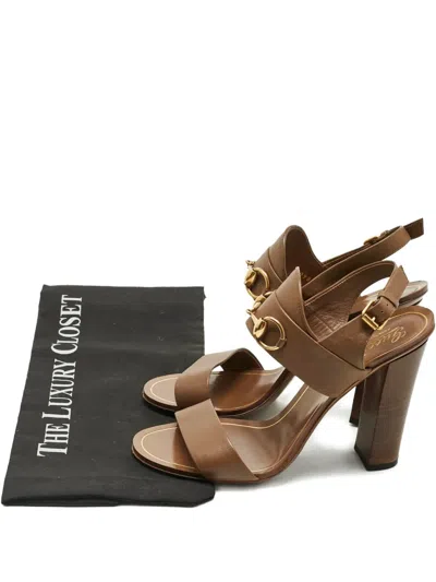 Pre-owned Gucci Horsebit Leather Sandals In Brown