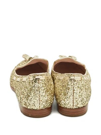 Pre-owned Miu Miu Glitter Tassel Smoking Slippers In Gold