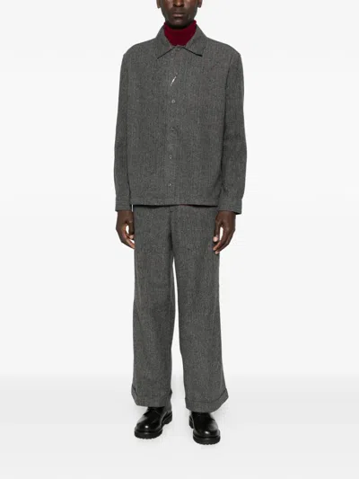 Samsoe & Samsoe Herringbone Buttoned Shirt Jacket In Multi