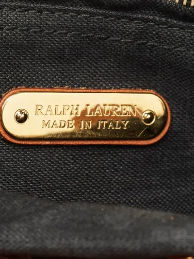 Pre-owned Polo Ralph Lauren Vintage Scroll-work Leather Tote Bag In Brown