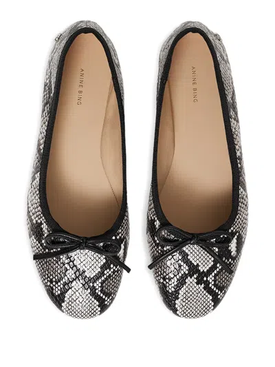 Anine Bing Jamie Bow Flats In Gray