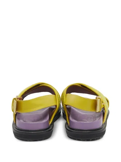 Pre-owned Marni Raffia Leather Sandals In Yellow