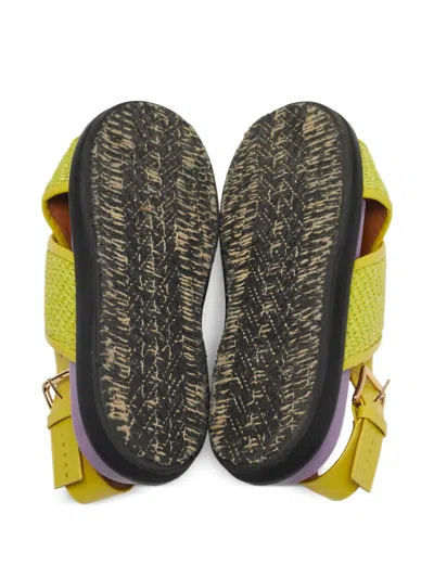 Pre-owned Marni Raffia Leather Sandals In Yellow
