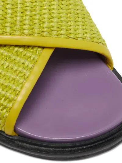 Pre-owned Marni Raffia Leather Sandals In Yellow