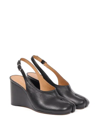 Maison Margiela Womens Black Tabi Leather Slingback Wedges Eur 36 / 3 Uk