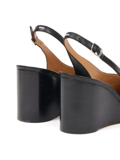 Maison Margiela Womens Black Tabi Leather Slingback Wedges Eur 36 / 3 Uk